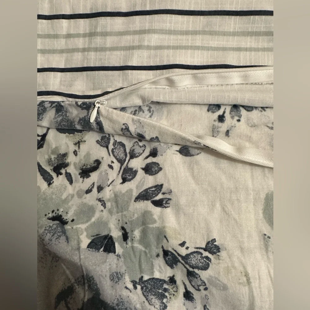 Bee & Willow Pair of Zippered Pillow Shams Floral/ Striped Linen Blend